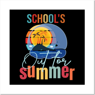 cute retro last day of school school's out for summer teacher Posters and Art